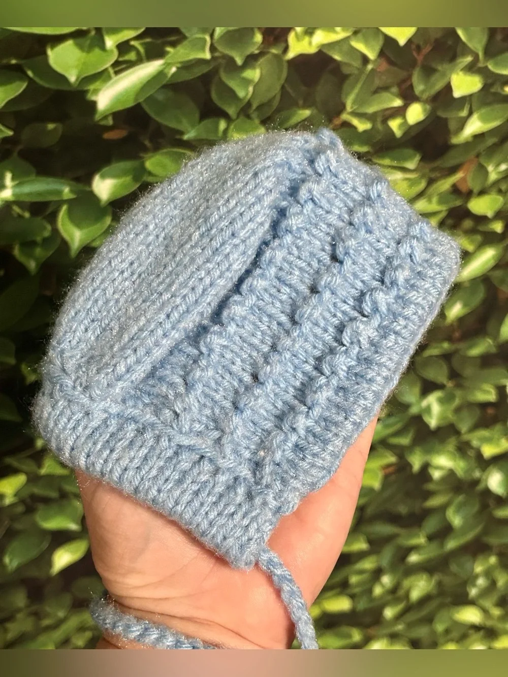 Hand Crocheted Blue Baby Sweater Set Cardigan With 2 Bonnets